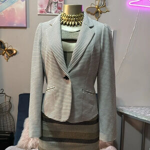 Forever 21 Black & White Striped Blazer: Size Medium. Classic One-Button style.